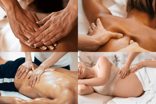 <img src="your-image-file.jpg" alt="Various types of massage techniques, including Swedish, deep tissue, and sports massage, showcasing the diversity of massage therapy courses and their benefits."> 